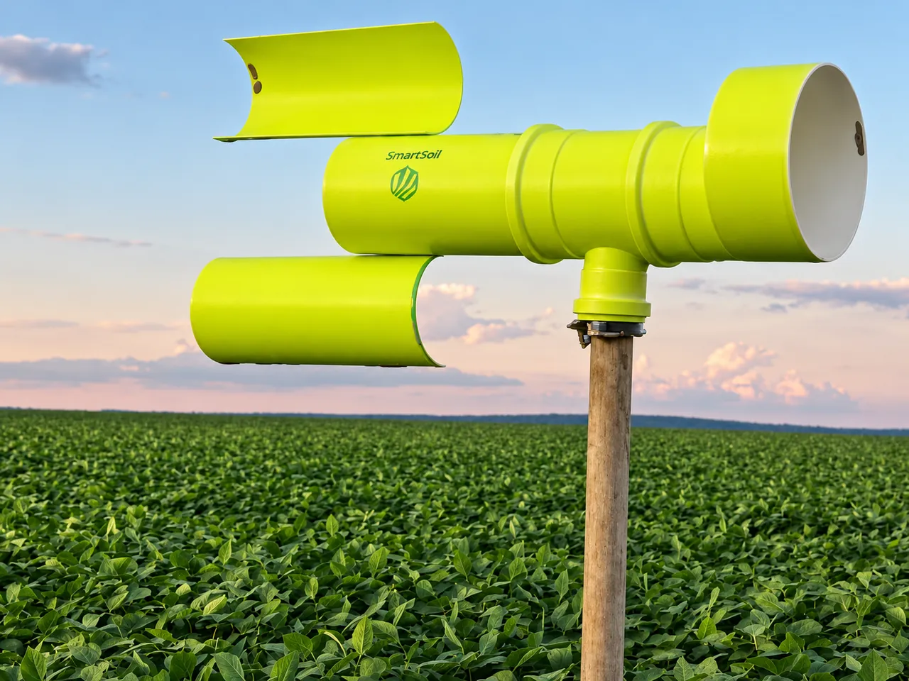 SmartSoil spore trap installed over a soybean crop