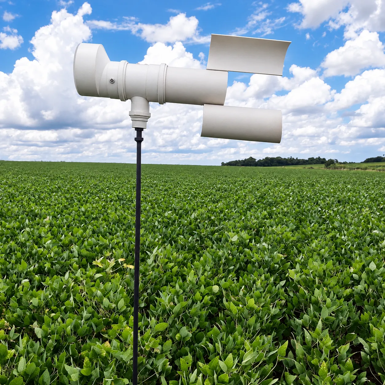 SmartSoil spore trap installed in a soybean field